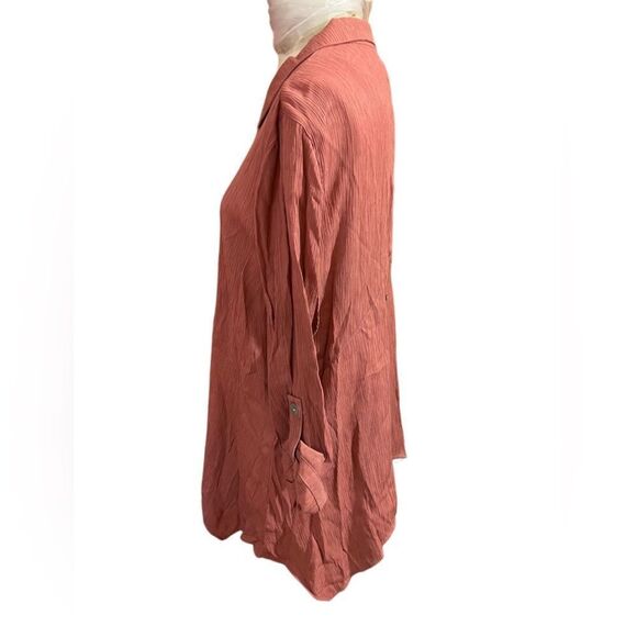 Comp Vintage Rust Abalone Shell Button Blouse Sz 16 - Picture 3 of 5